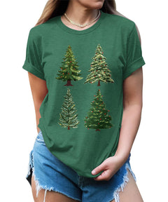 Evergreen Trees Funny Womens Christmas Graphic T-shirt