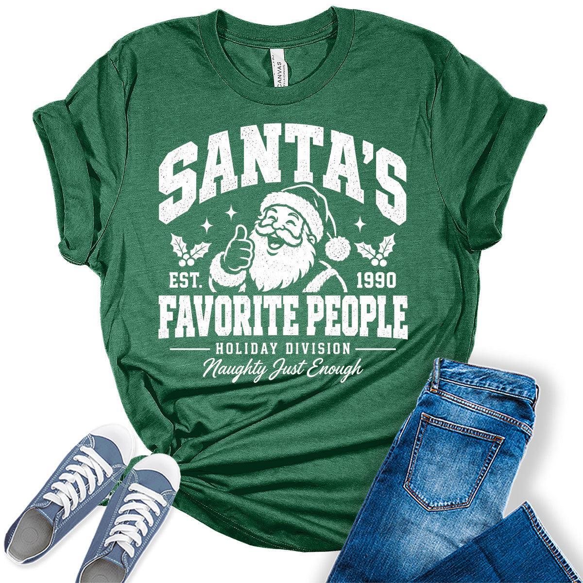 Women’s Christmas Shirt Funny Santa’s Favorite People Holiday Graphic Tee