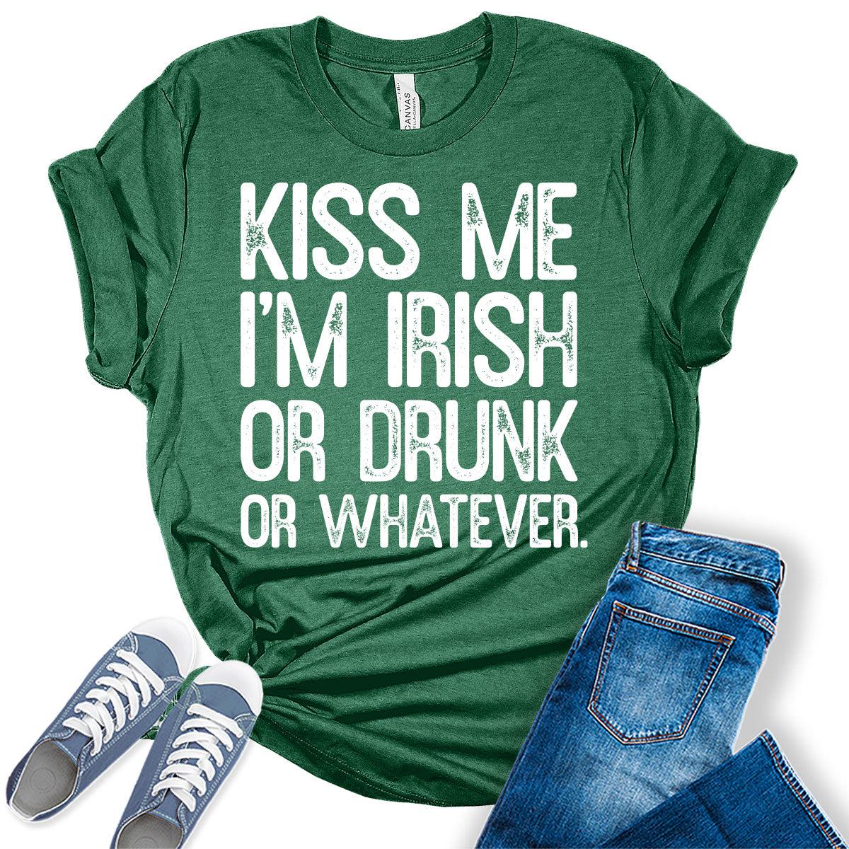 Kiss Me I'm Irish T Shirt St Patricks Day Shirt Womens Letter Print Graphic Tees