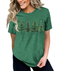 Evergreen Trees Womens Funny Christmas Graphic T-shirt