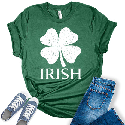 Women's St. Patrick's Day Shirt Irish Clover Graphic Tee