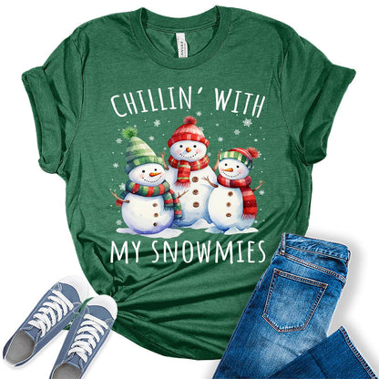 Chillin' With My Snowmies Funny Christmas Snowman T-Shirt