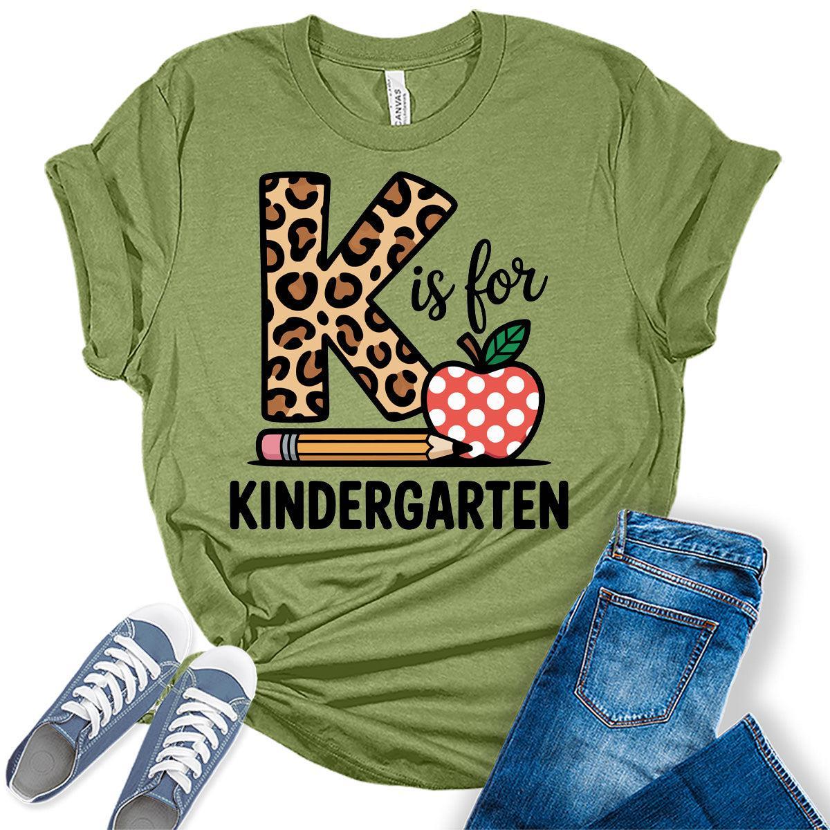 K Is For Kindergarten Teacher Shirt Funny Back to School Graphic Tees
