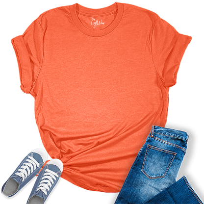 Womens Heather Orange T Shirts Premium Casual Short Sleeve Shirts Oversized Tops