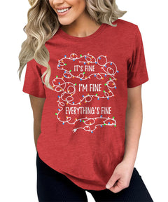 It's Fine I'm Fine Everything's Fine Funny Christmas Lights Womens T-shirt