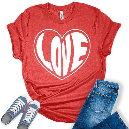 Love Heart Shirts for Women Valentines Day T Shirts Bella Graphic Tees