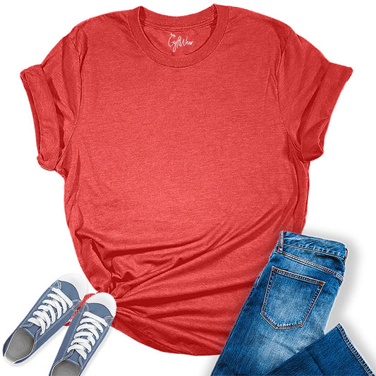 Womens Red T Shirts Premium Casual Short Sleeve Shirts Oversized Tops