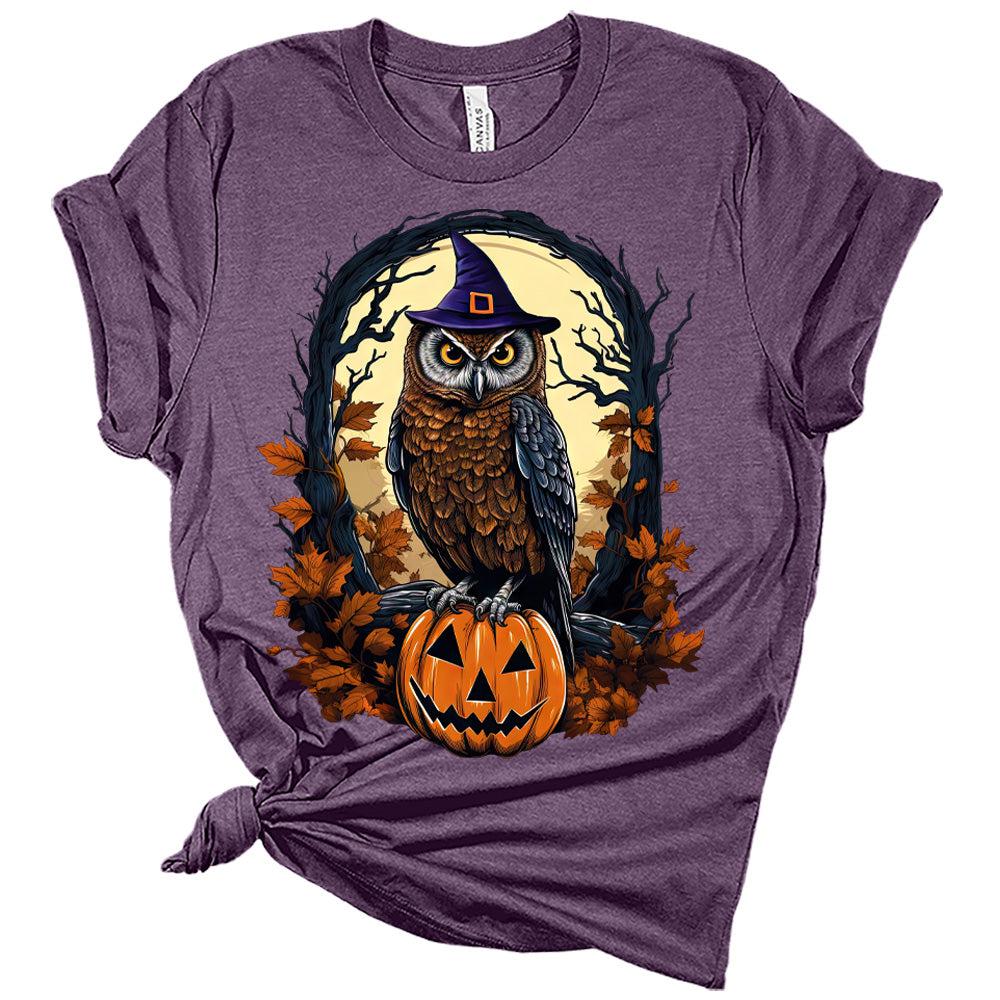 Halloween Owl Pumpkin Shirt for Women Fall Novelty Tshirt Graphic Casual Vintage Athletic Girls Tops