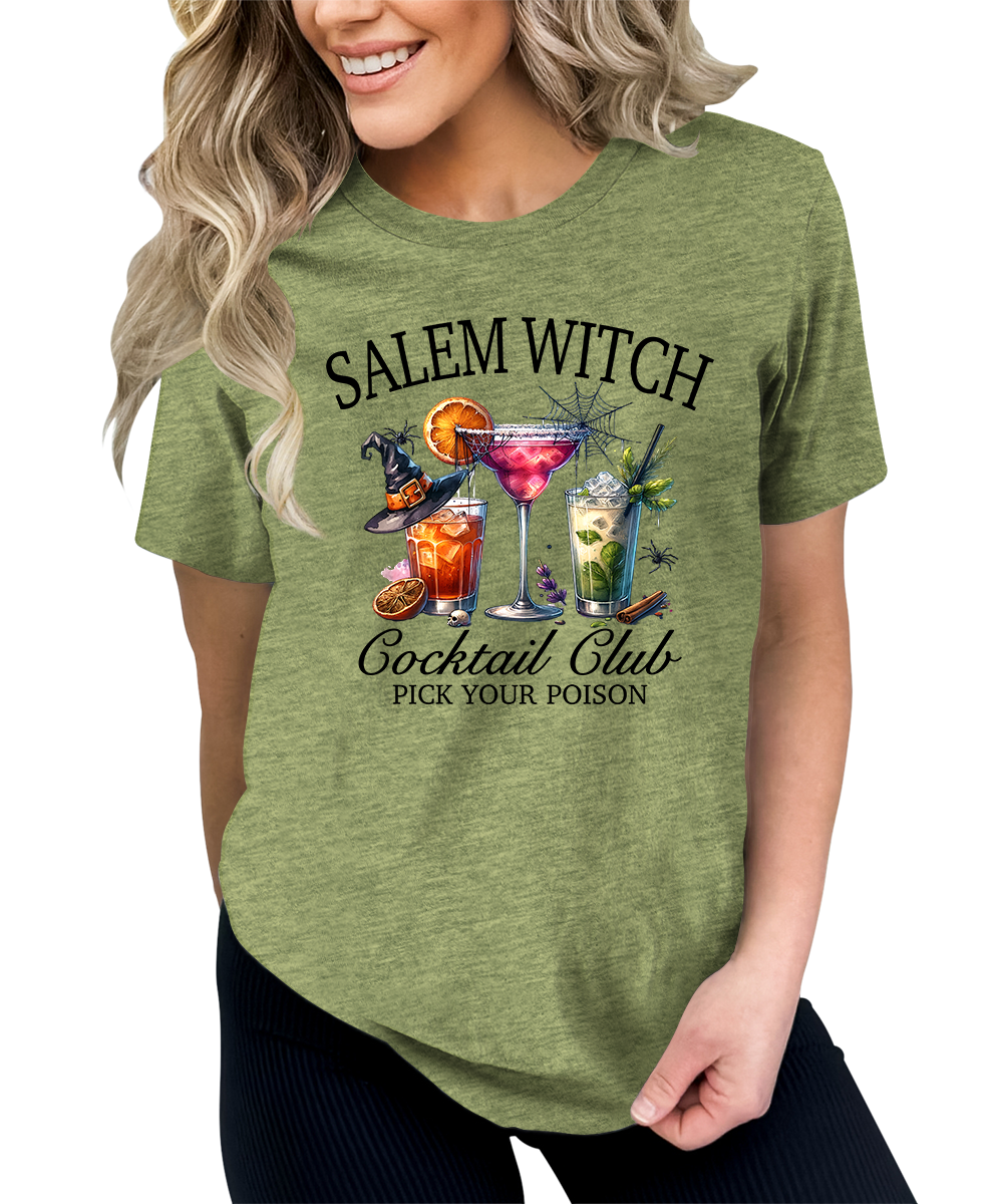 Salem Witch Cocktail Holloween Graphic Tees for Women