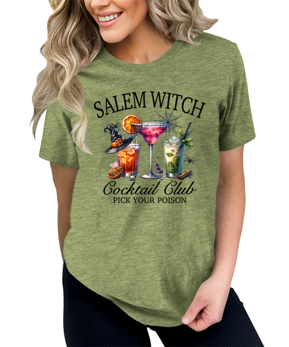 Salem Witch Cocktail Holloween Graphic Tees for Women