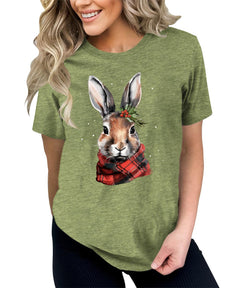 Cute Rabbit with Scarf Shirt For Women