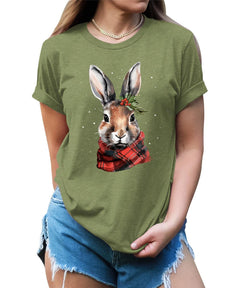 Cute Rabbit with Scarf Shirt For Women