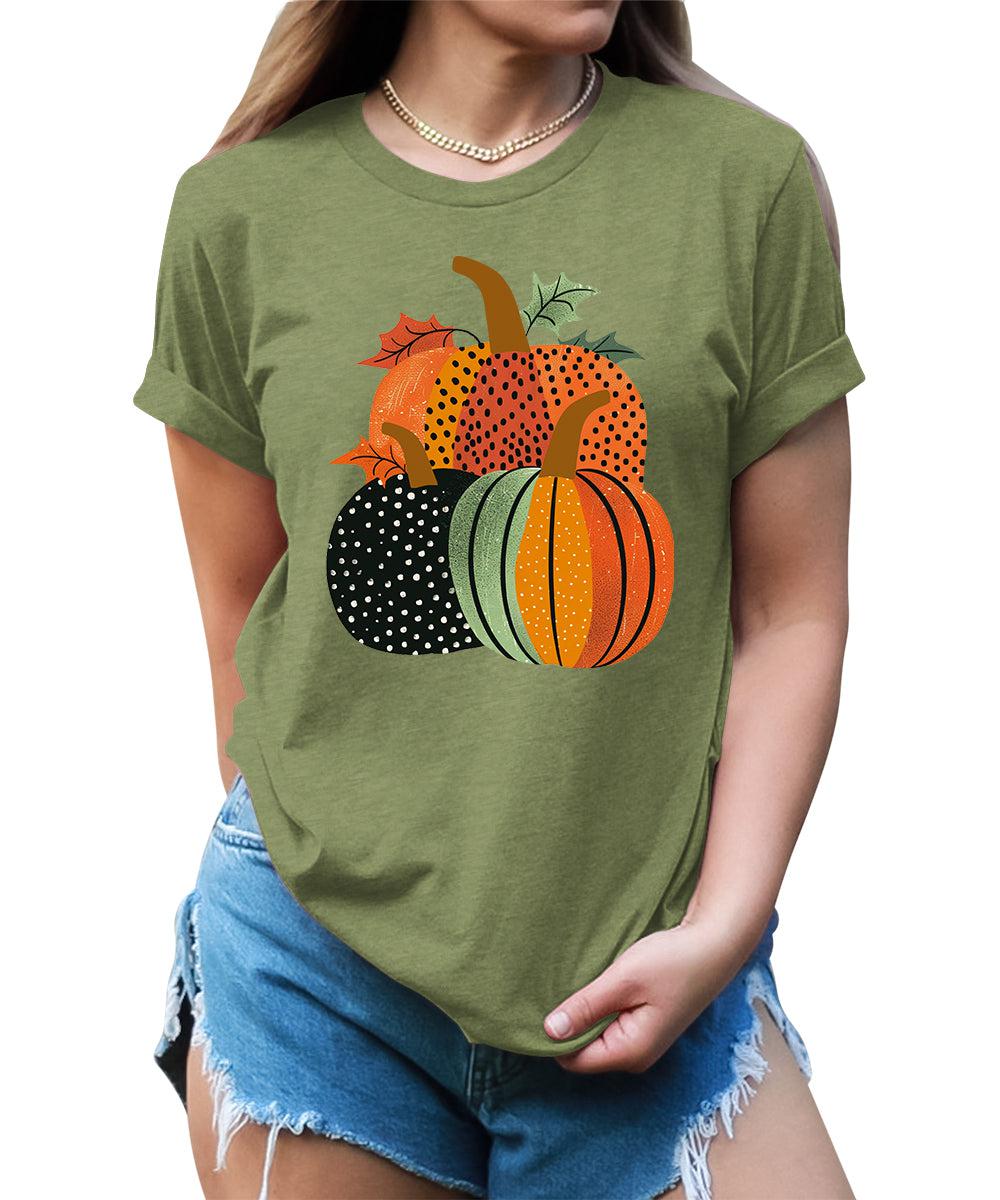 Autumn Pumpkin Thanksgiving Shirt Cute Graphic Tees For Women