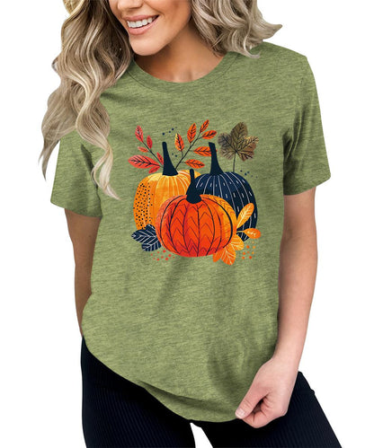 Women's Autumn Pumpkin Thanksgiving Graphic Tees