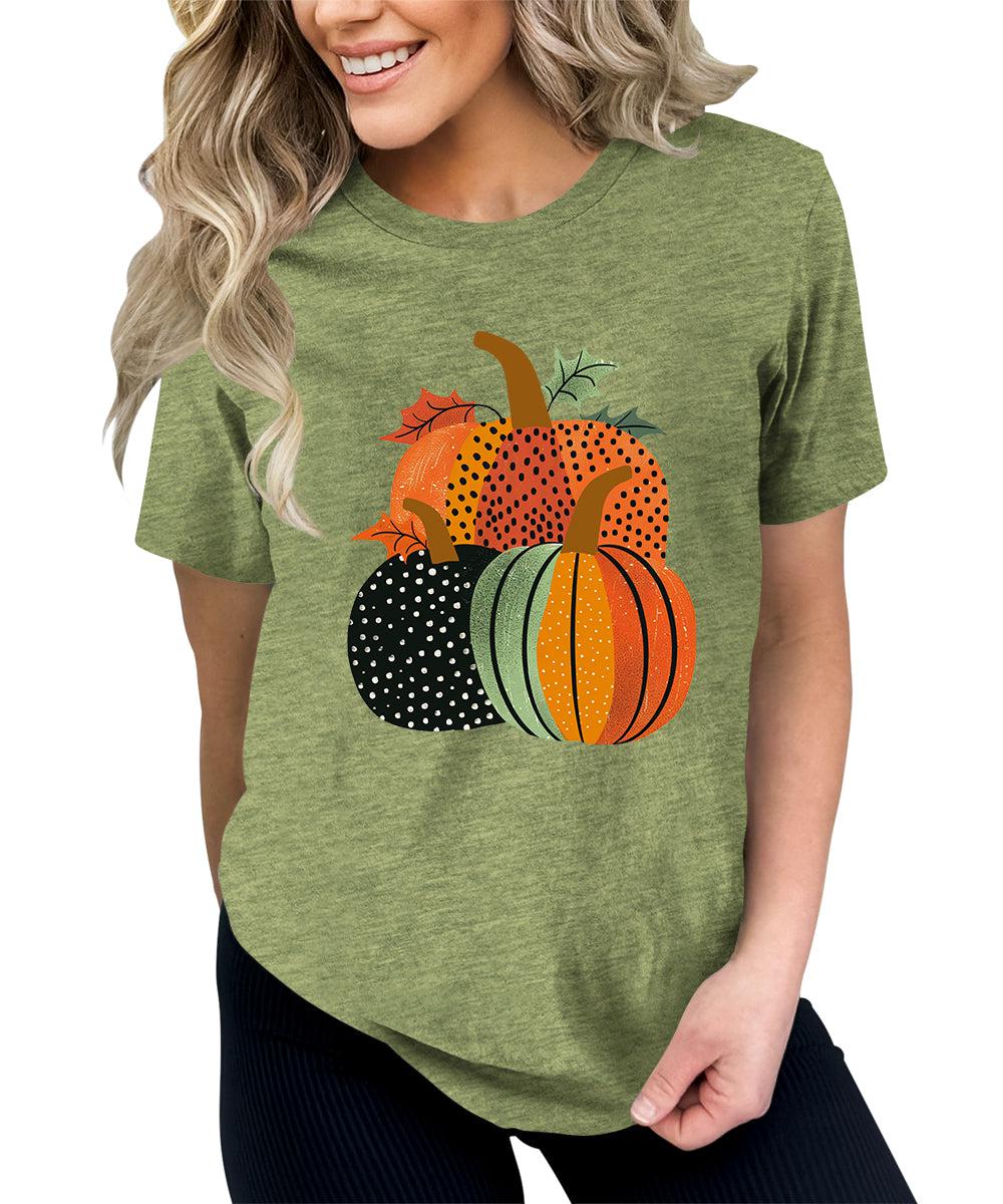 Autumn Pumpkin Thanksgiving Shirt Cute Graphic Tees For Women