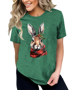 Cute Rabbit with Scarf Shirt For Women