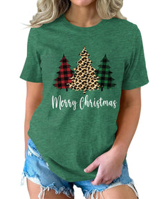 Christmas Tree Holiday Shirts For Women's Graphic Tee