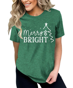 Merry and Bright Christmas Tree Shirt For Women