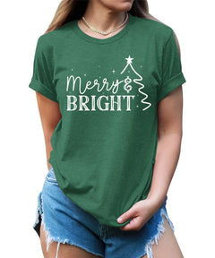 Merry and Bright Christmas Tree Shirt For Women