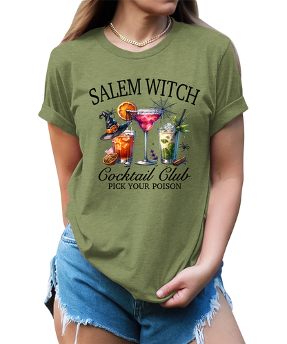 Salem Witch Cocktail Holloween Graphic Tees for Women