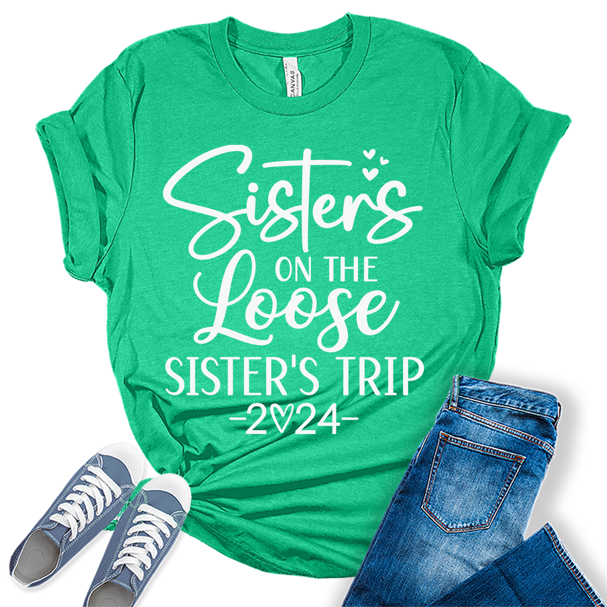 Sisters On The Loose Shirt Girls Trip 2024 T Shirts Vacation Graphic Tees for Women