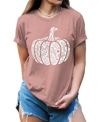 Women's Cute Pumpkin Shirt Fall Thanksgiving Graphic Tees