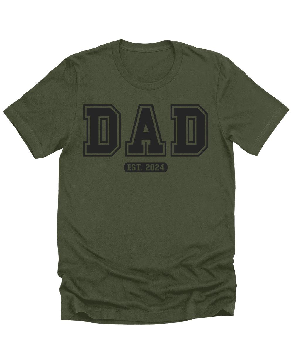 Mens New Dad Shirt Letter Print Dad Est 2024 Tshirt