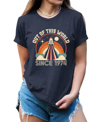 Out of The World Since 1974 Shirt 50th Birthday Graphic Tees For Women