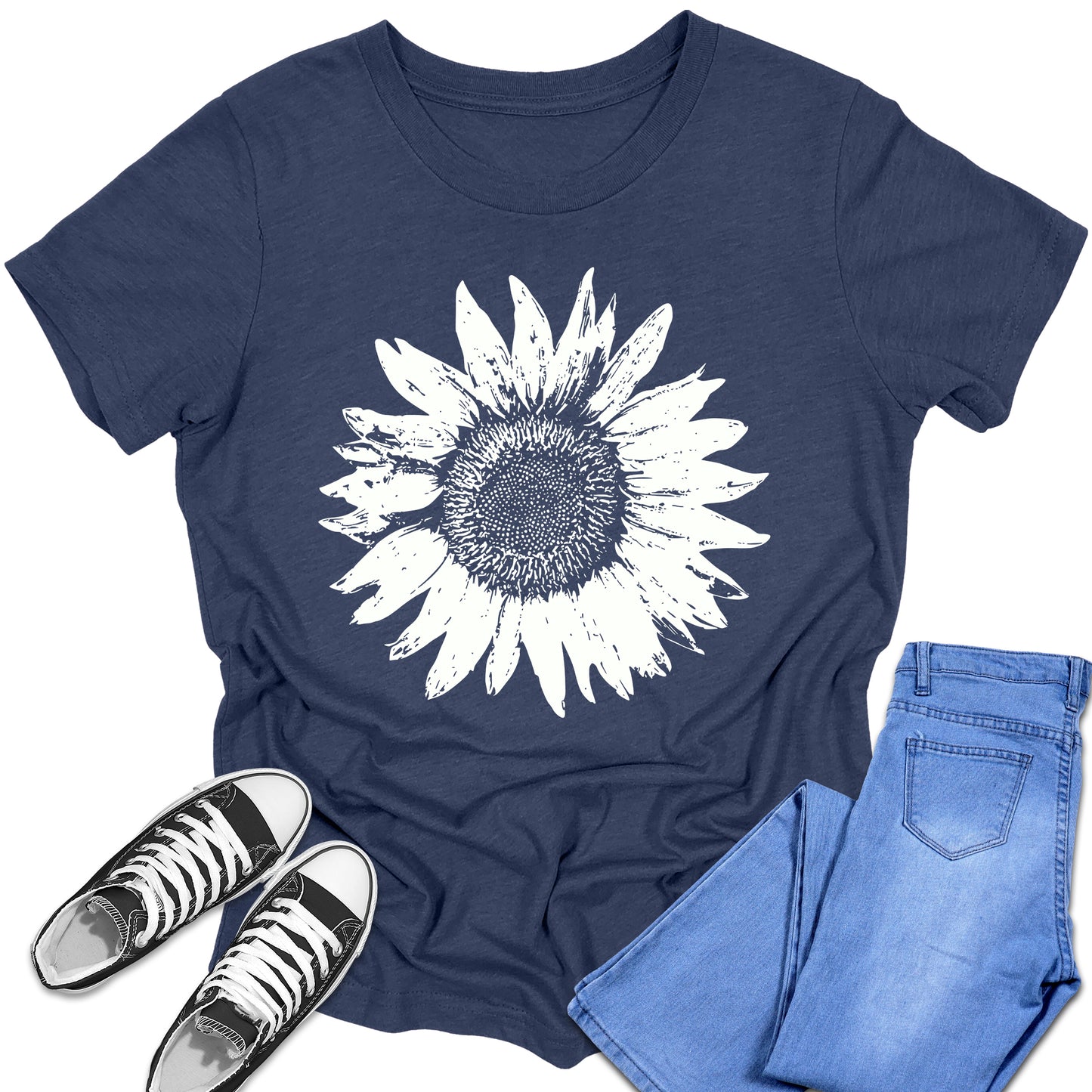 Boys and Girls Trendy Sunflower Floral Graphic Tees