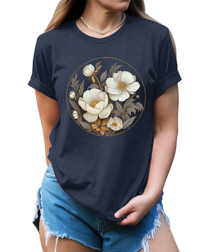 Women's Vintage Flowers Shirt Casual Boho Floral Printed T-Shirt Sunflower Wildflowers Graphic Tees Tops for Girl