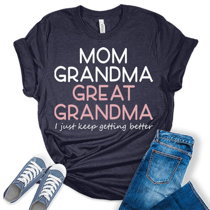 Mom Grandma Great Grandma Gift Graphic Tees for Women