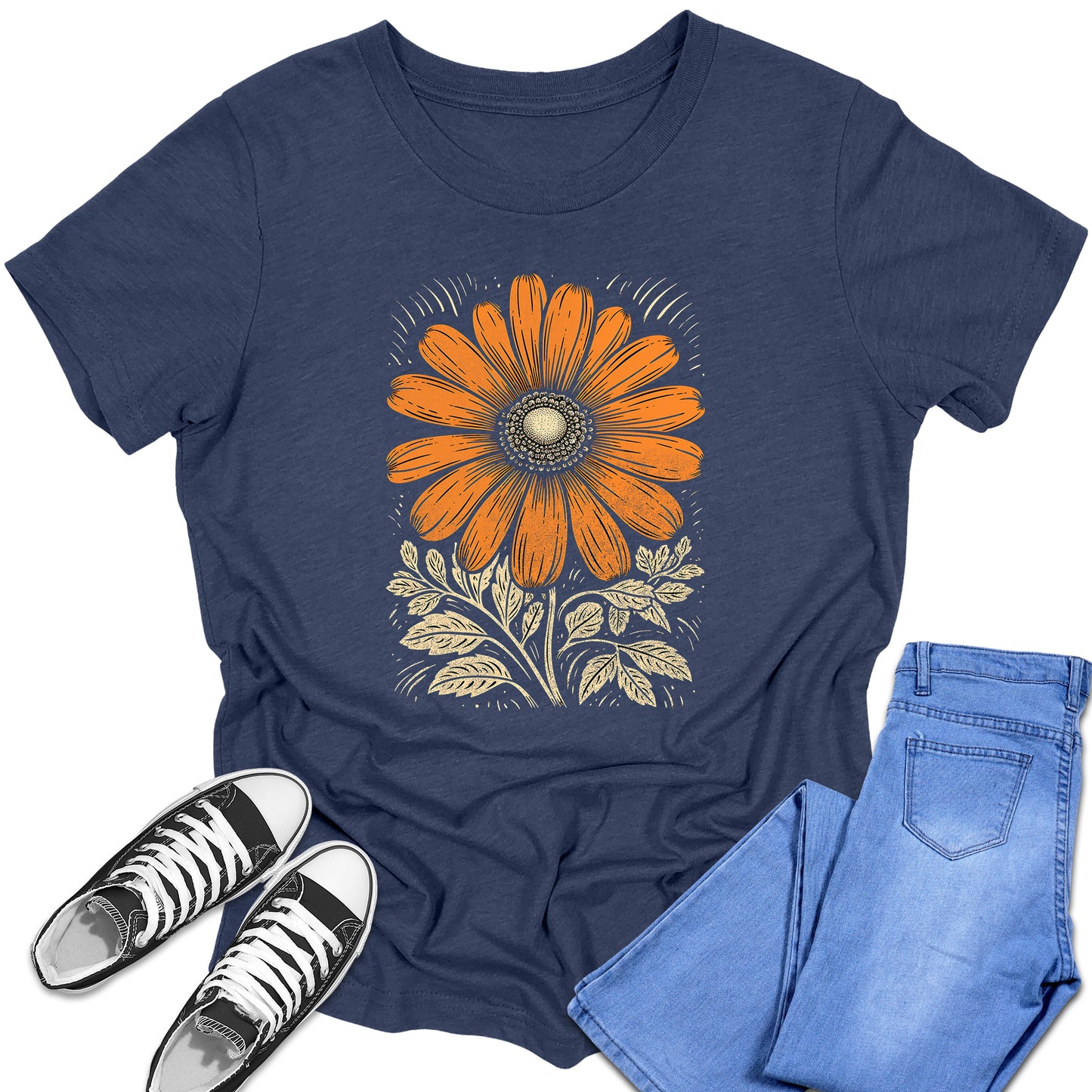 Boys and Girls Trendy Boho Flower Graphic Tees