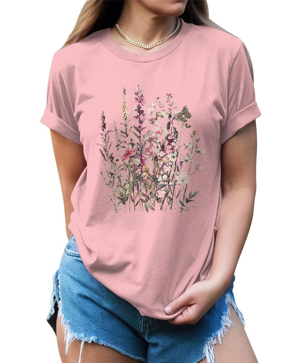 Natural Beautiful Wildflower Graphic Tees For Women