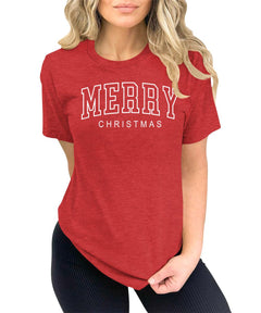 Merry Christmas Shirts For Women's Graphic Tee