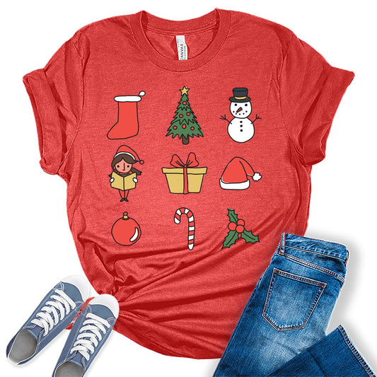 Cute Christmas Shirts for Womennowman Candy Cane Tshirt Graphic Tees for Women