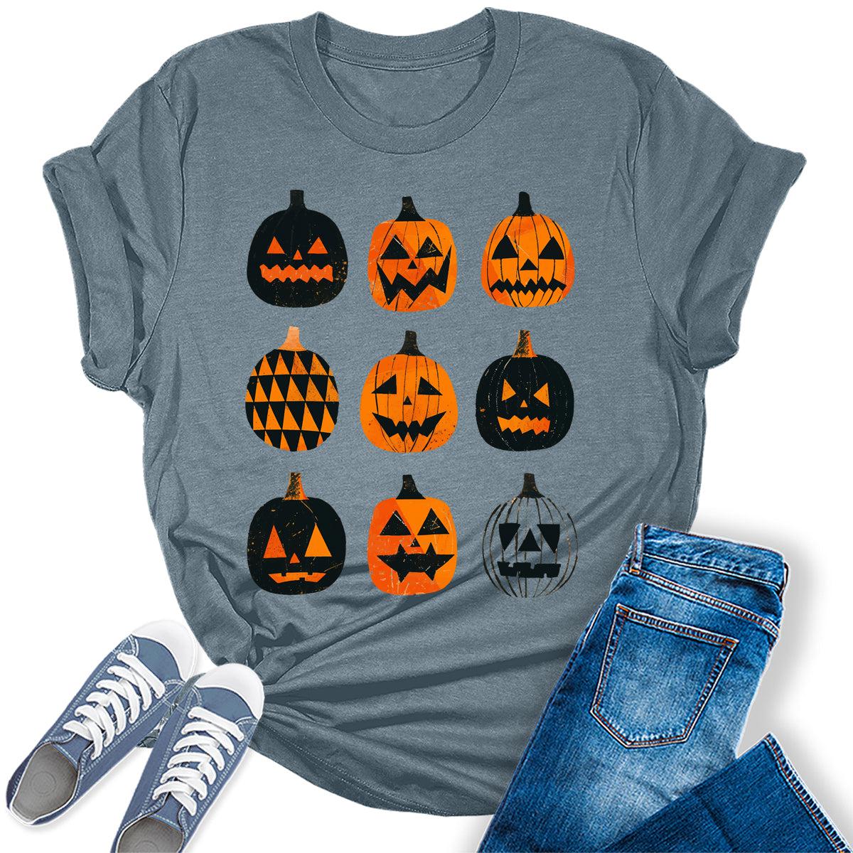 Women's Halloween Scary Ghost Pumpkin Graphic Tees