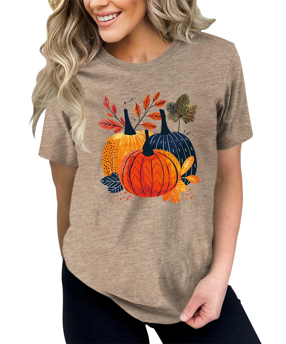 Women's Autumn Pumpkin Thanksgiving Graphic Tees