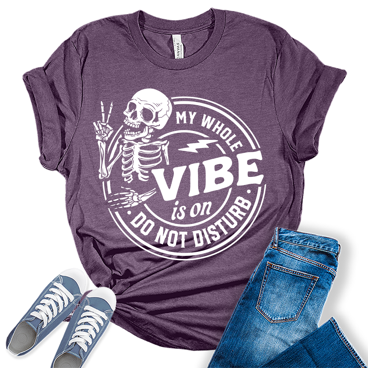 My Whole Vibe Skeleton Shirt Cute Funny Teen Sarcastic Graphic Tees For Women