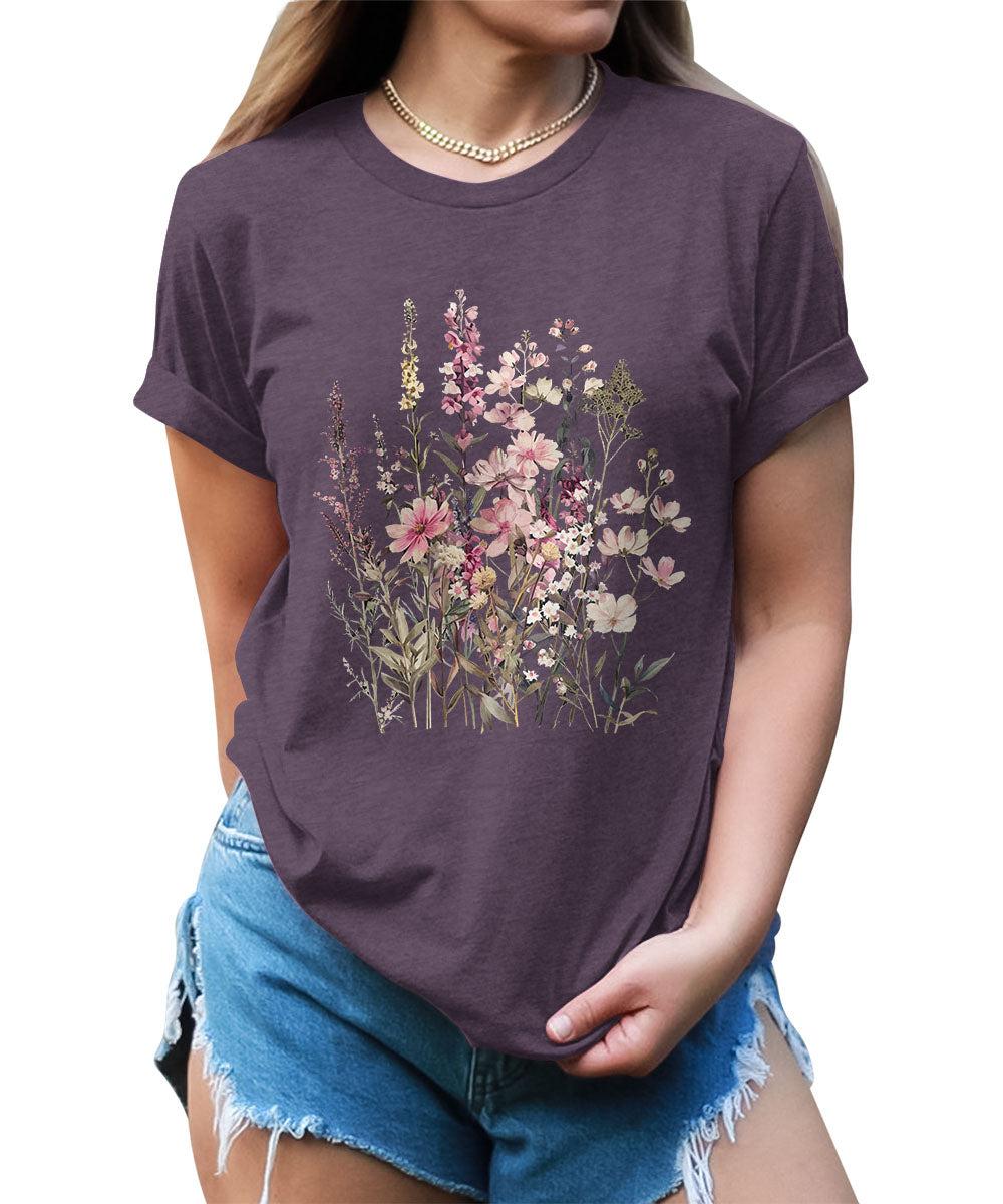 Natural Beautiful Wildflower Graphic Tees For Women