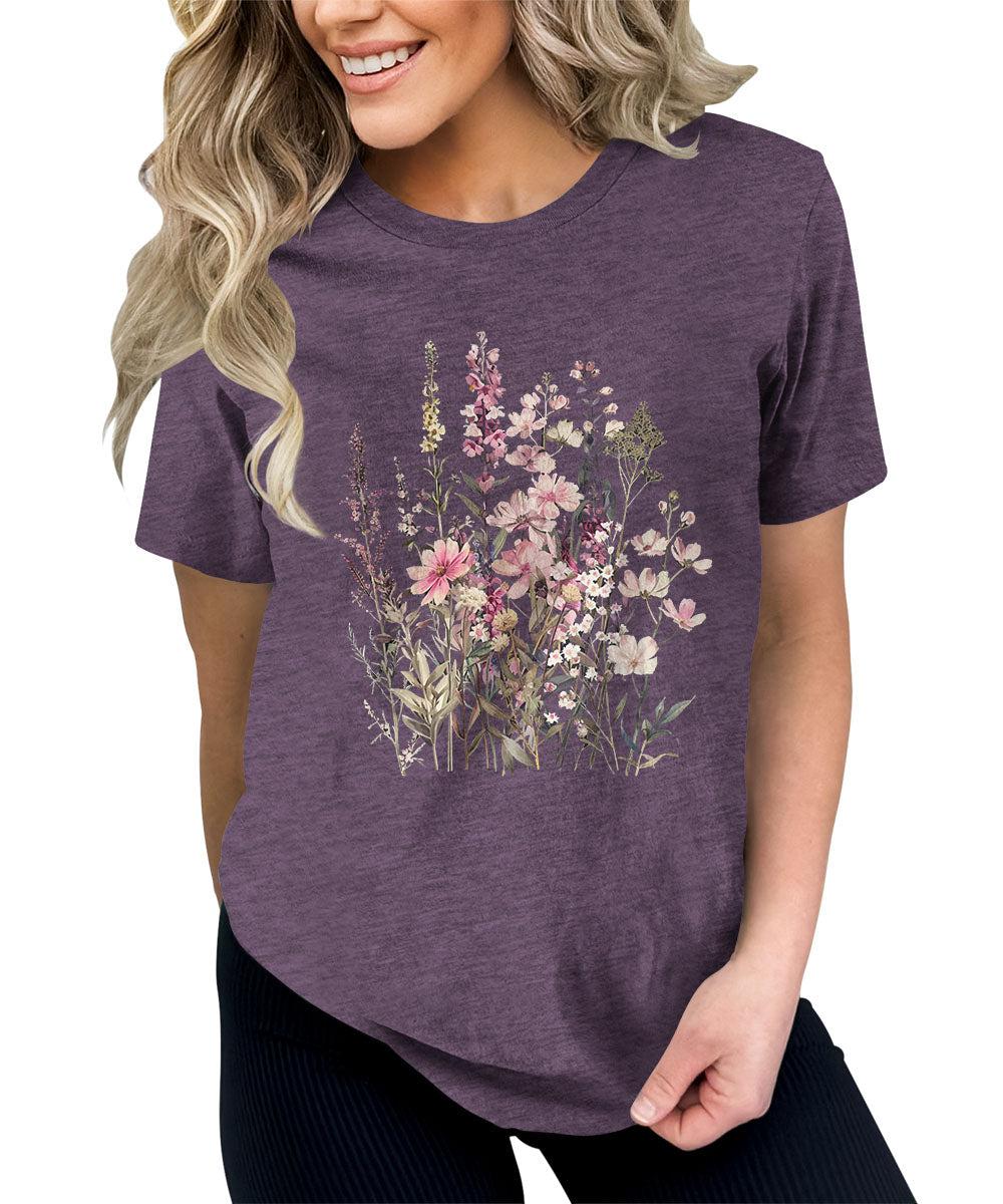 Natural Beautiful Wildflower Graphic Tees For Women