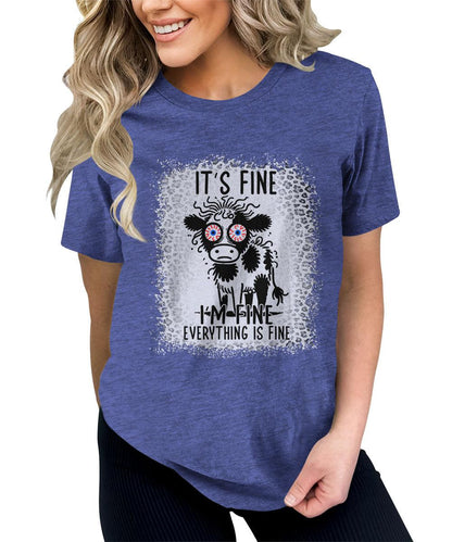 It's Fine I'm Fine Funny Cow Graphic Tees For Women