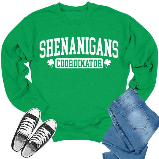 Shenanigans Coordinator Crewneck St Patricks Day Sweatshirt Women Letter Print Sweater