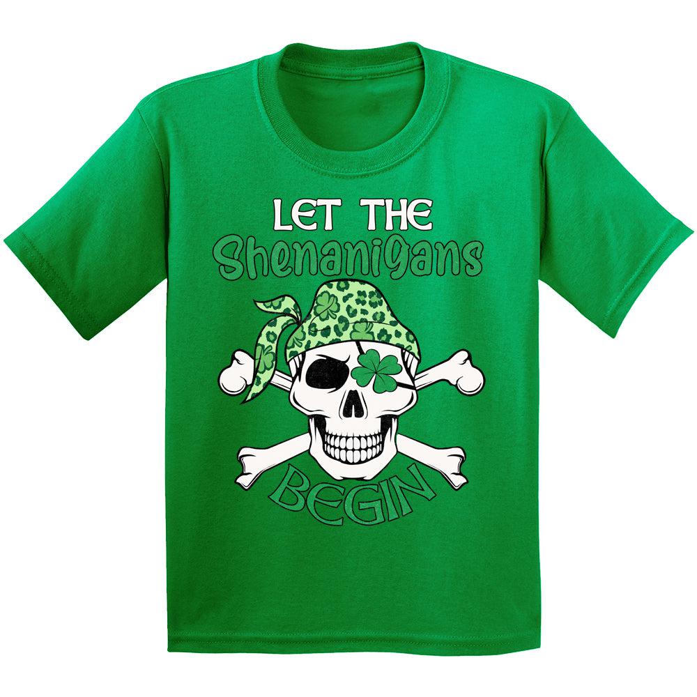 Let The Shenanigans Begin T Shirt St Patricks Day Shirt Kids Clothes Boys Girls Short Sleeve Graphic Tees