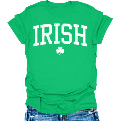 St Patrick's Day Shamrock Irish Letter Print Clover Green Women's T-Shirt