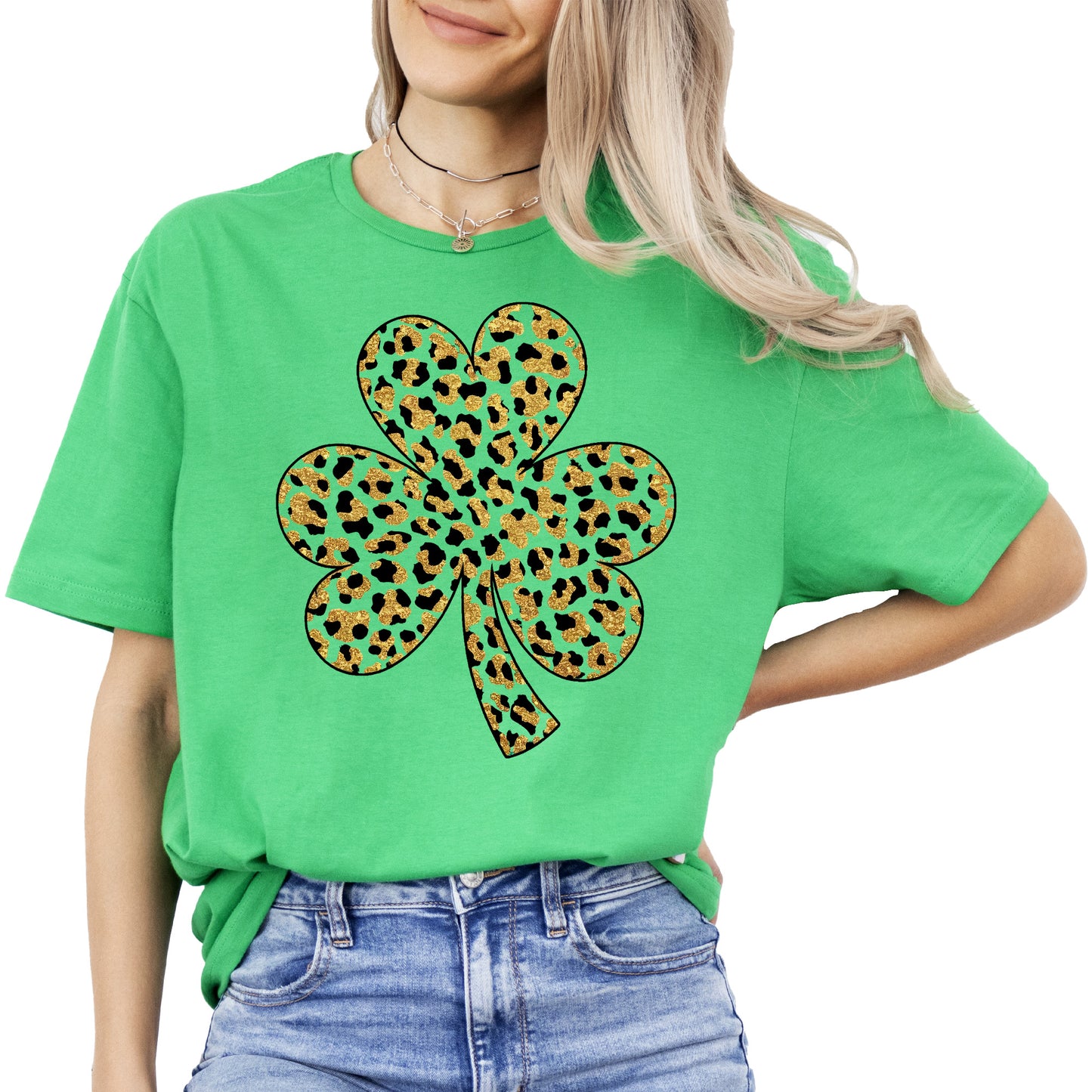 St Patrick's Day Shamrock Irish Green Clover Glitter Print Women's T-Shirt