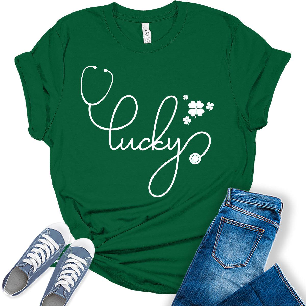 Lucky Nurse Shamrock T Shirt St Patricks Day Shirt Womens Doctor Graphic Tees