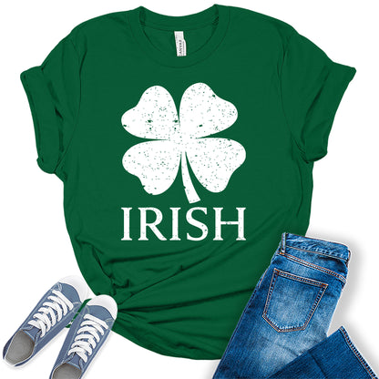 Women's St. Patrick's Day Shirt Irish Clover Graphic Tee