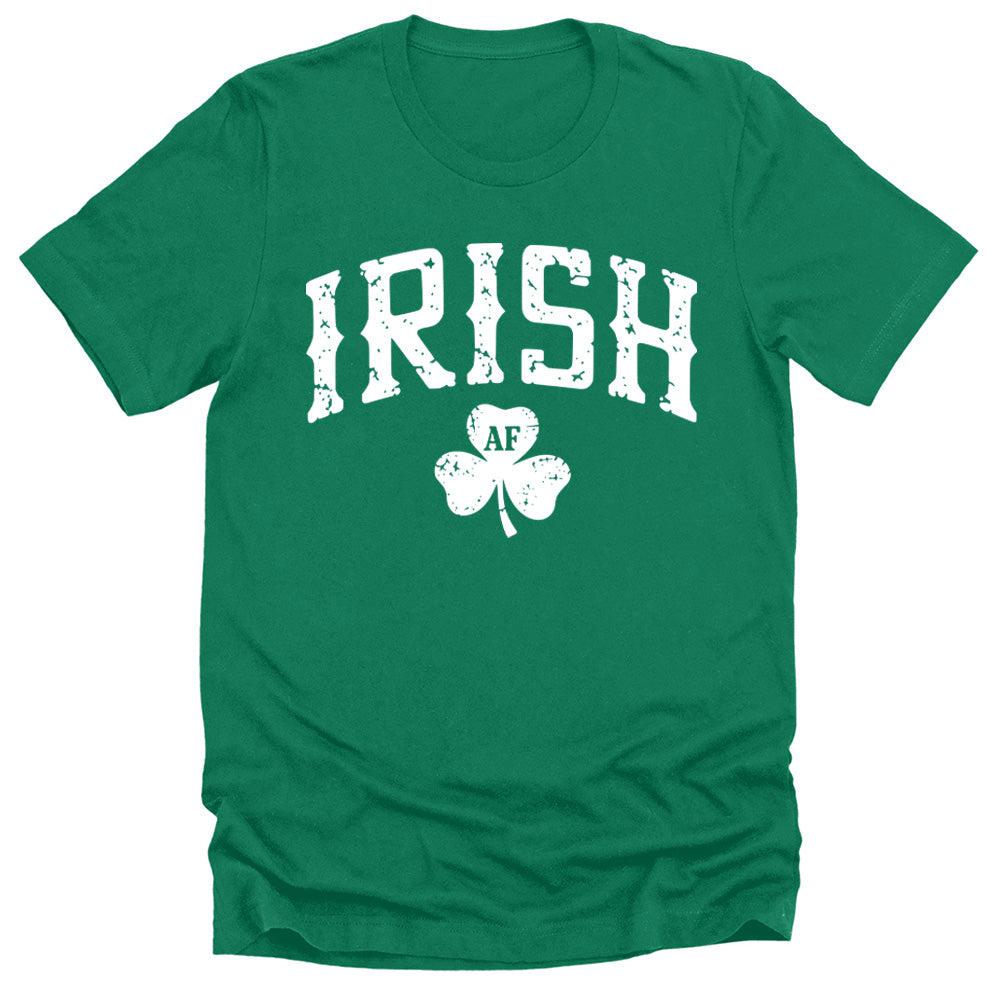 Men's St. Patrick's Day Shirt Irish AF Letter Print Clover Graphic Tees