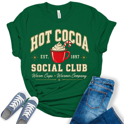 Women's Christmas Shirt - Matching Hot Cocoa Club Graphic Tee