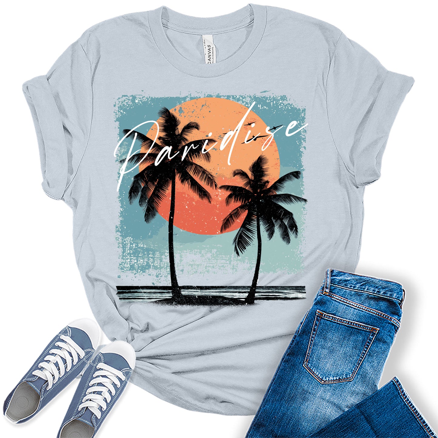 Paradise Beach Shirt for Women Cute Summer Graphic Tees